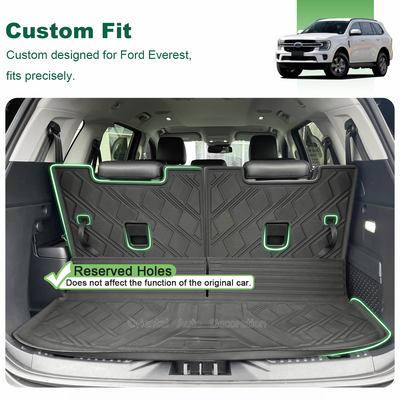 3D TPE 3pcs Detachable Cargo Mat for Ford Everest Next-Gen 7 Seater 2022-Onwards Trunk Mat Boot Liner