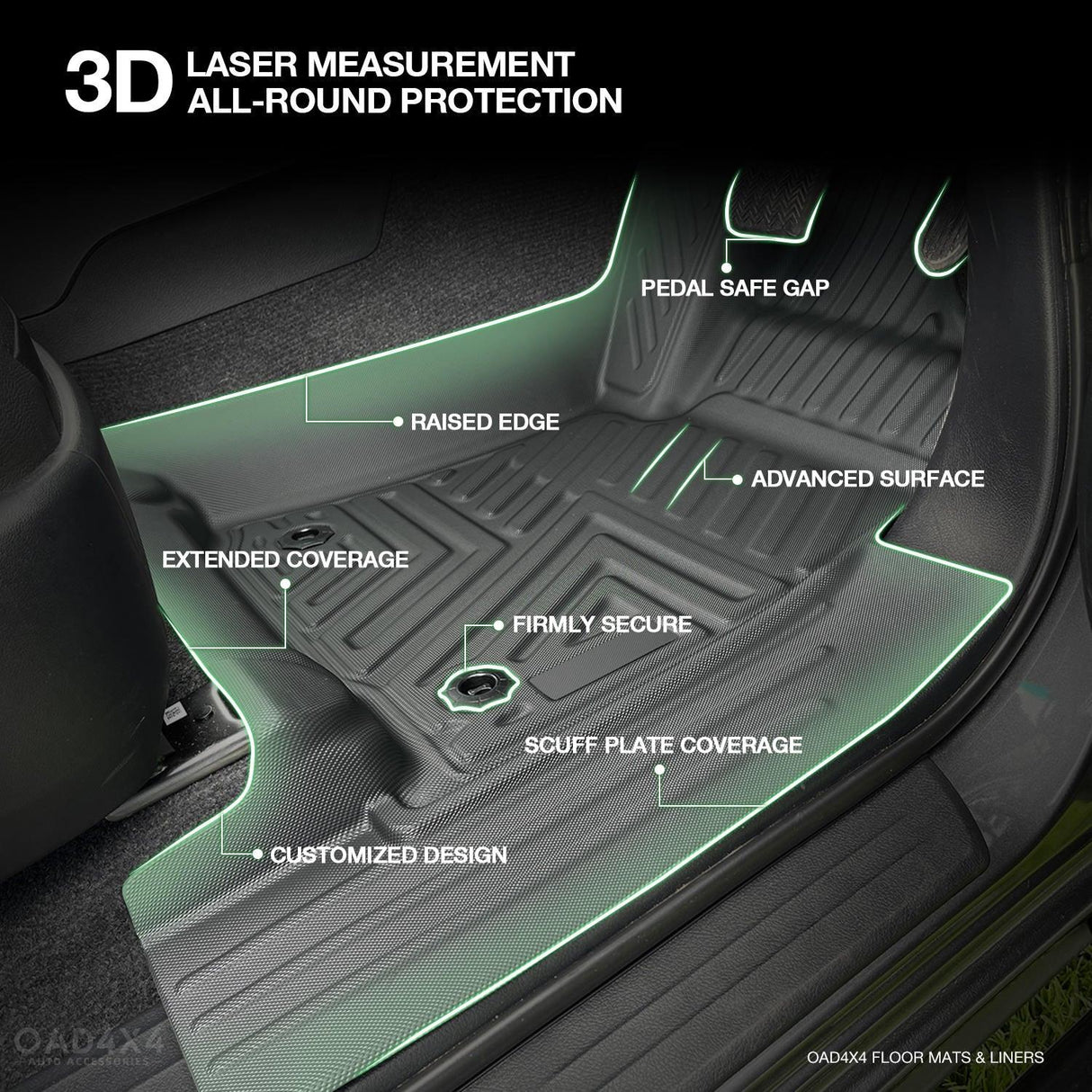 Floor Mats & Door Sill Protector for Toyota Hilux Manual Transmission Dual Cab 2015-Onwards
