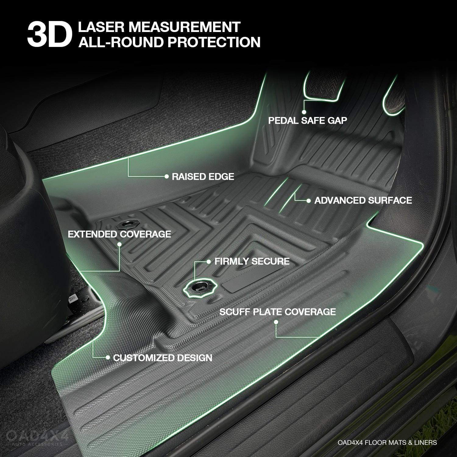 5D TPE Car Floor Mats for Toyota Hilux Manual Transmission Dual Cab 2015-Onwards