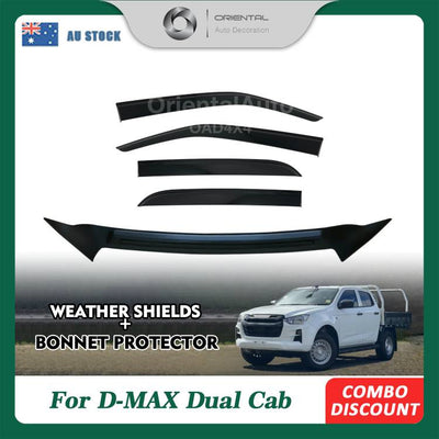 Injection Modeling Bonnet Protector & Injection Weathershield for ISUZU DMAX D-MAX Dual Cab 2020-Onwards Weather Shields Window Visor Hood Protector Bonnet Guard
