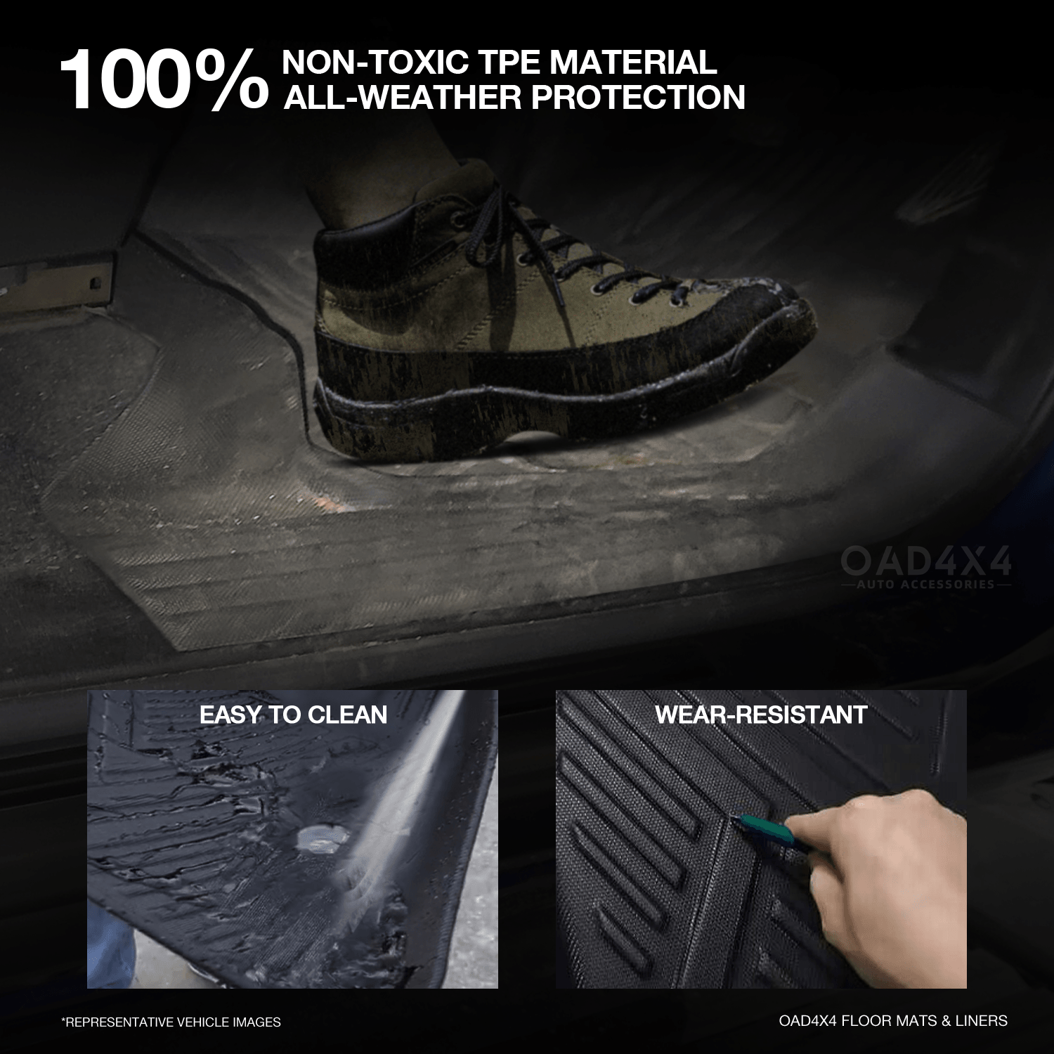 5D TPE Car Floor Mats for Ford F-150 F150 2023-Onwards Front 2-Piece Only