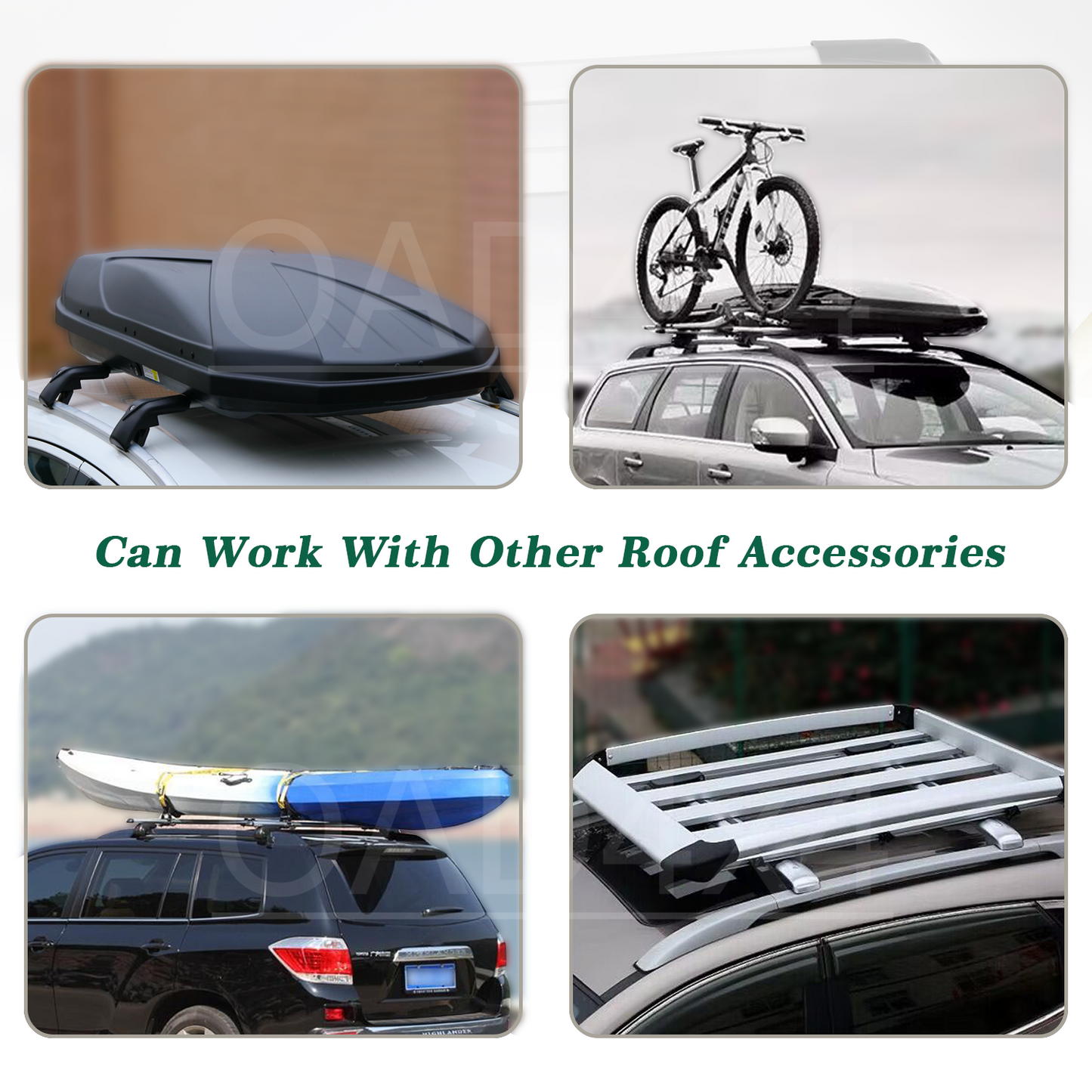 1 Pair Aluminum Silver Cross Bar Roof Racks Baggage holder for Volvo XC70 00-18 with raised roof rail