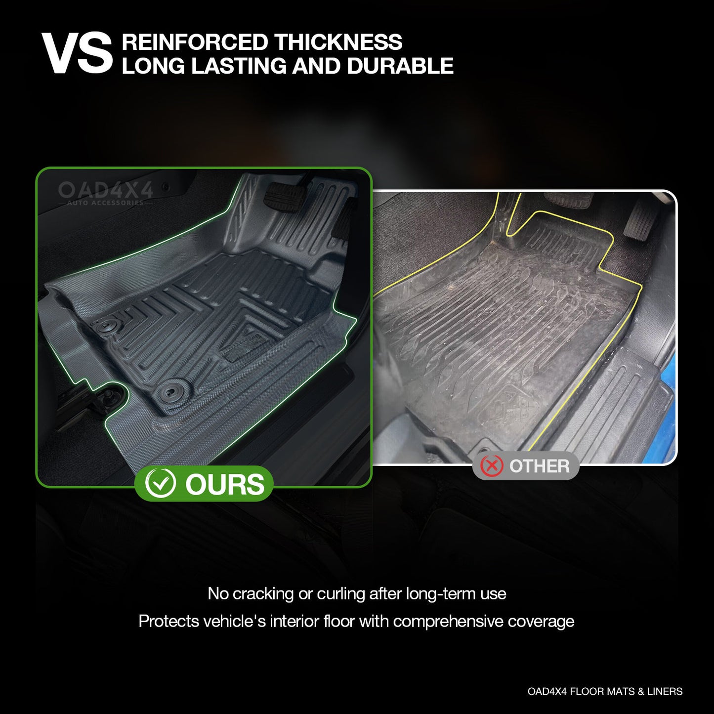 5D TPE Floor Mats for Mitsubishi Triton ML MN Single / Extra Cab 2006-2015 Door Sill Covered Tailored Car Mats