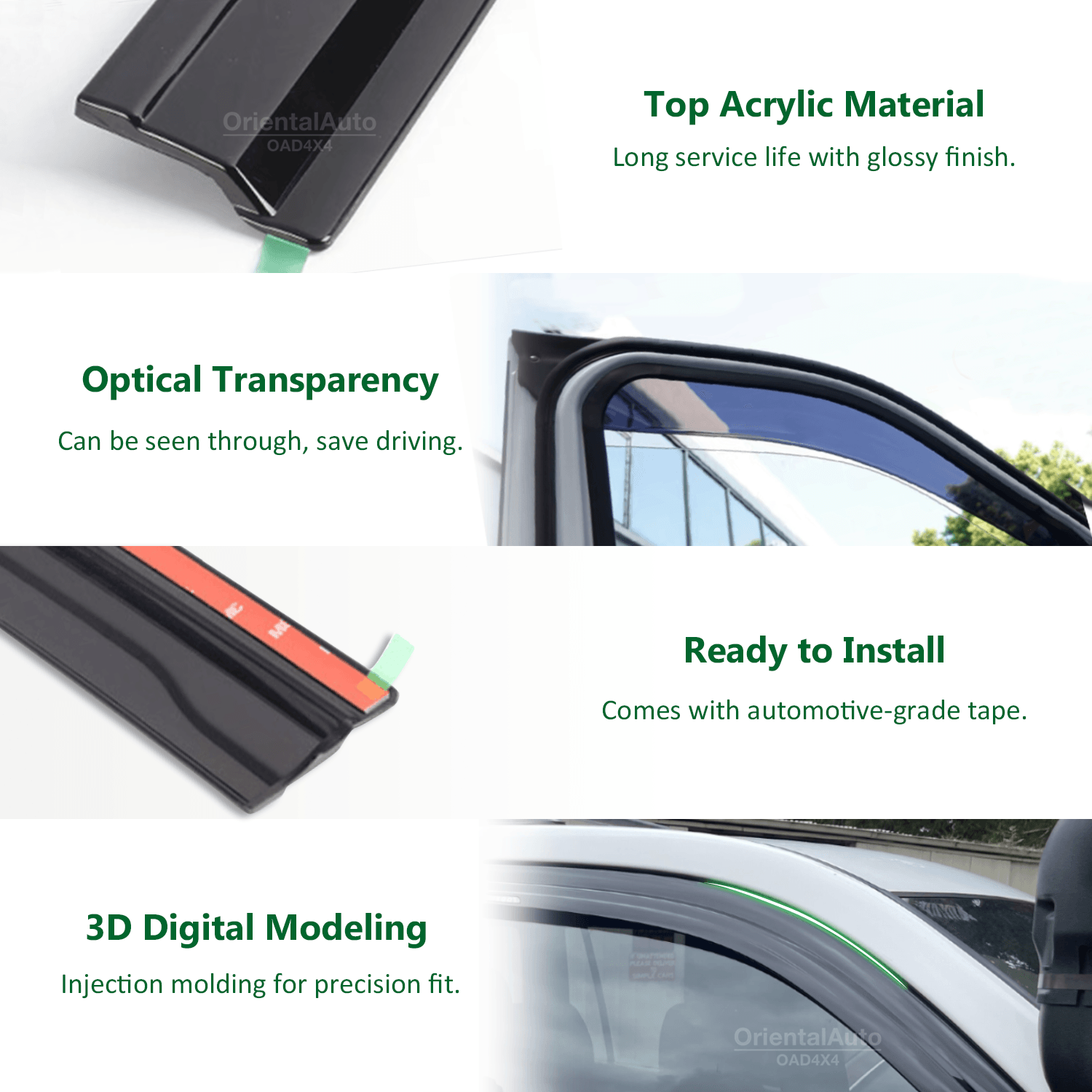 Bonnet Protector & Stainless Edge Weathershields for Toyota Land Cruiser Prado 250 LC250 2024-Onwards 6PCS