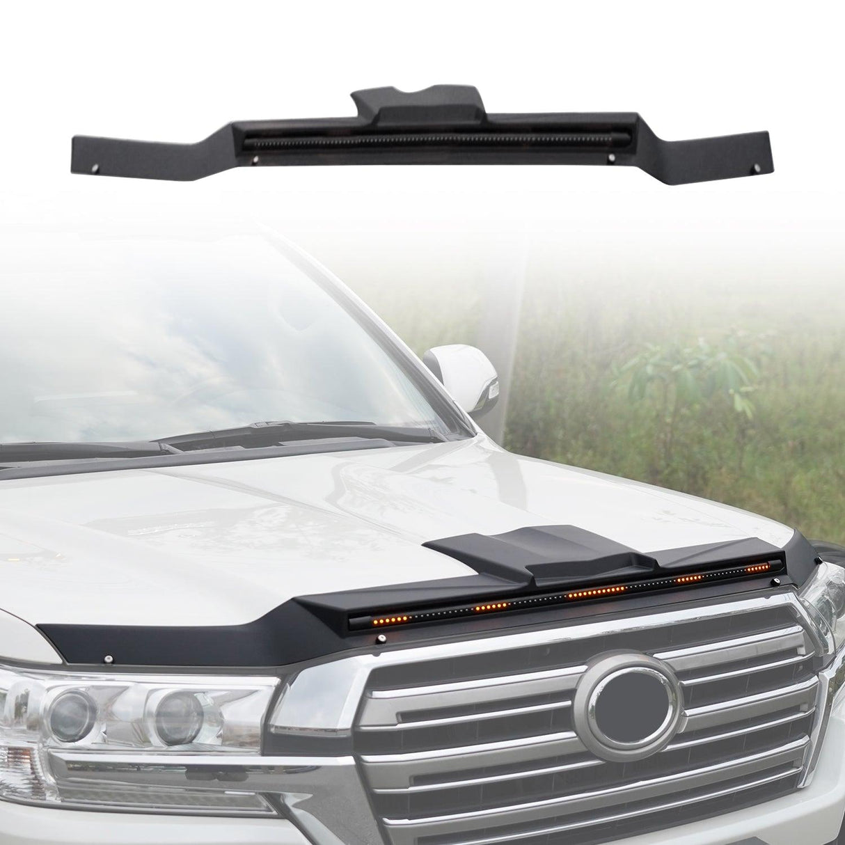 Bonnet Protector with LED Lights for Toyota Land Cruiser 200 2016-2021