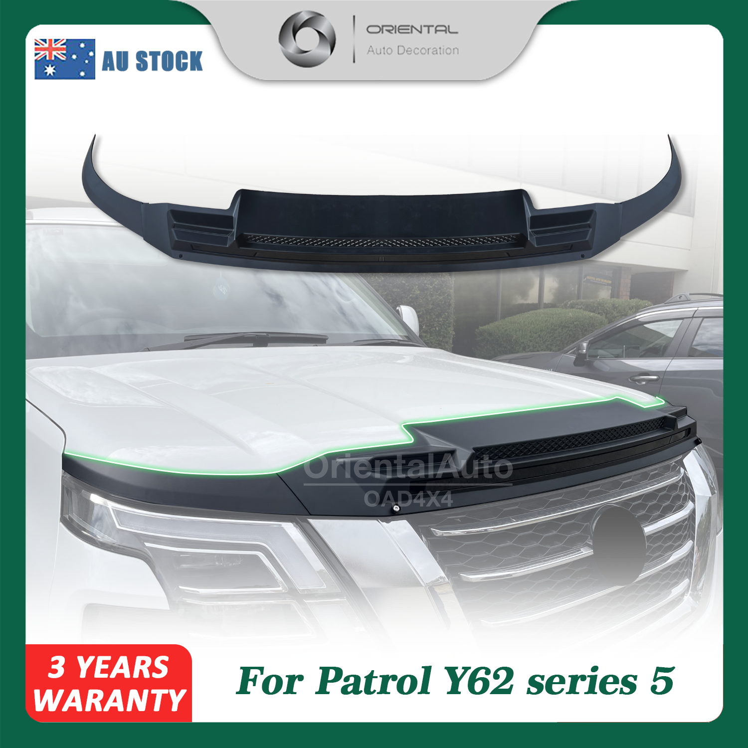 Injection Modeling Exclusive Bonnet Protector for Nissan Patrol Y62 Se –  Oriental Auto (OAD4X4)