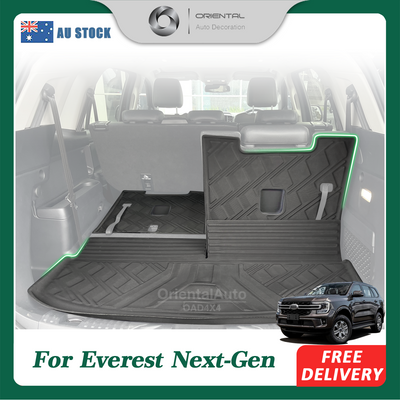 3D TPE 3pcs Detachable Cargo Mat for Ford Everest Next-Gen 7 Seater 2022-Onwards Trunk Mat Boot Liner