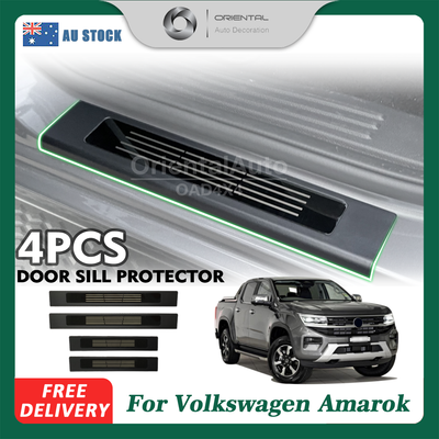 Black Door Sills For Volkswagen All-New Amarok Dual Cab NF Series 2023-Onwards MY23 Stainless Steel Scuff Plate Side Kick Door Sill Protector