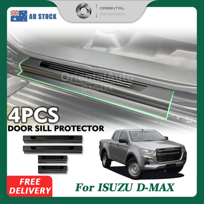 Black Door Sill Protector for ISUZU D-MAX / DMAX Dual Cab 2020-Onwards Scuff Plates Door Sills Protector