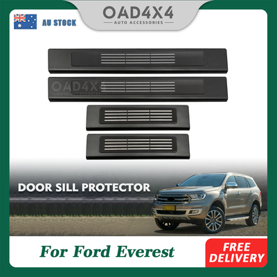 Pre-order Black Door Sill Protector for Ford Everest 2015-Onwards Stainless Steel Scuff Plates Door Sills Protector