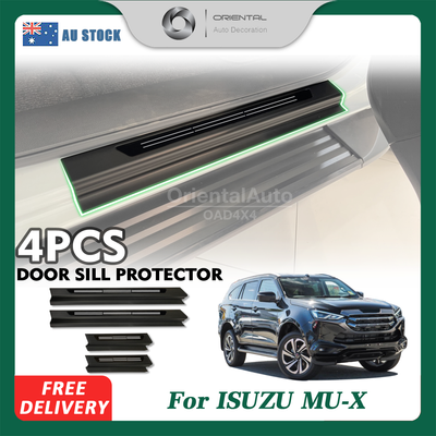 Black Door Sill Protector for ISUZU MUX MU-X 2021-Onwards Scuff Plates Door Sills Protector