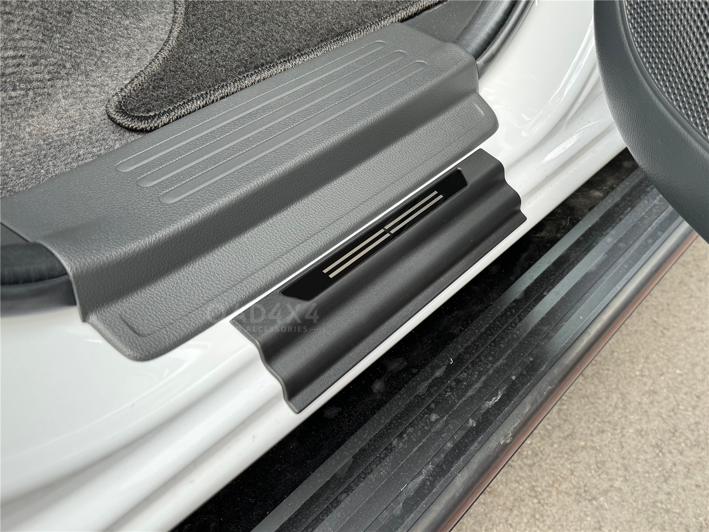 Black Door Sill Protector for Mitsubishi Triton MQ MR Dual Cab 2015-2024 Stainless Steel Scuff Plates Door Sills Protector