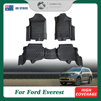 5D TPE Floor Mats for Ford Everest 2015-2022 Tailored Door Sill Covered Floor Mat Liner Car Mats