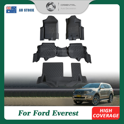 3 Rows Floor Mats for Ford Everest 2015-2022 Tailored TPE 3D Door Sill Covered Floor Mat Liner Car Mats