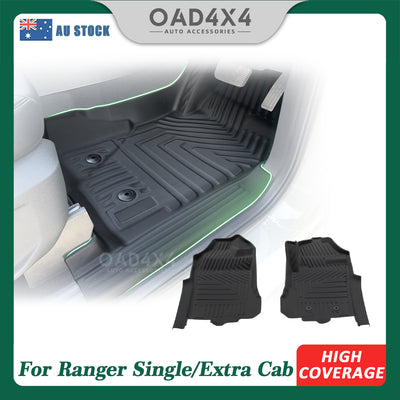 5D Floor Mats fit Ford Ranger Next-Gen Single / Extra Cab 2022-Onwards Tailored TPE Door Sill Covered Floor Mat Liner Car Mats