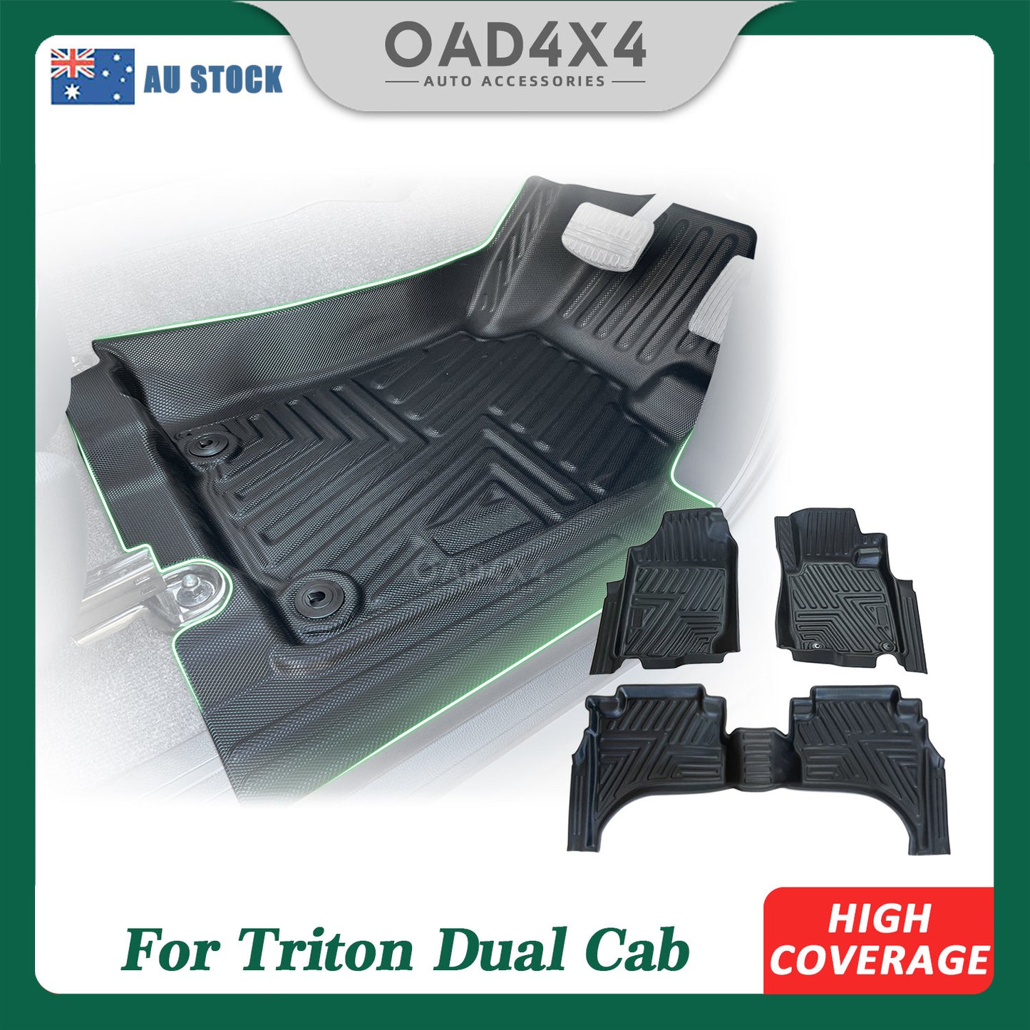 5D TPE Floor Mats for Mitsubishi Triton ML MN Dual Cab 2006-2015 Door Sill Covered Tailored Car Mats