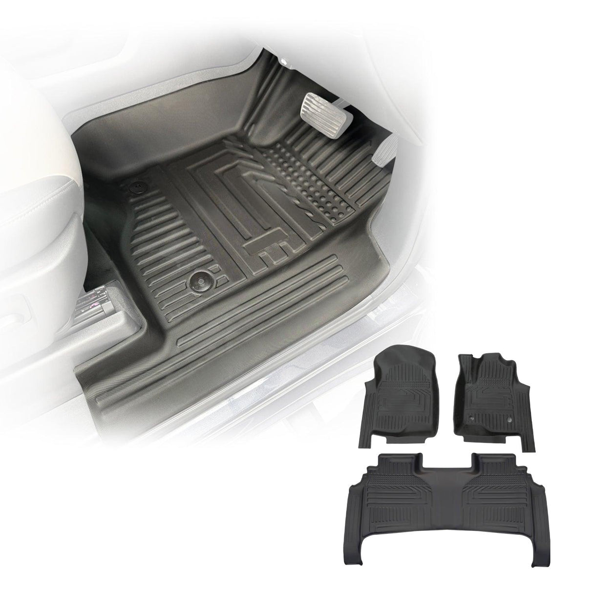 5D TPE Car Floor Mats for Chevrolet Silverado 1500 T1 Series 2020-Onwards