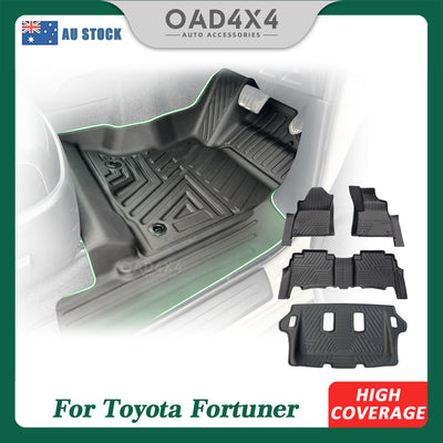 3 Rows 5D TPE Floor Mats for Toyota Fortuner 2015-Onwards Tailored Door Sill Covered Floor Mat Liner