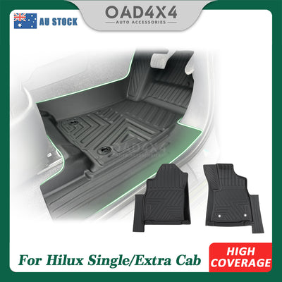 5D TPE Floor Mats for Toyota Hilux Auto Single / Extra Cab 2015-Onwards Tailored Door Sill Covered Floor Mat Liner