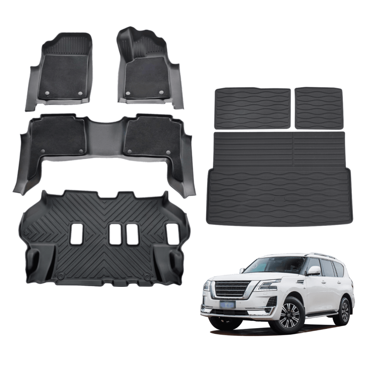 5D Double-Layer Car Floor Mats for Nissan Patrol Y62 2012-Onwards