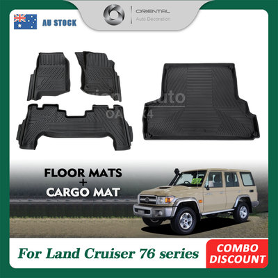 Pre-order Floor Mats & 3D Cargo Mat Boot Mat for Toyota Landcruiser 76 2012-2023 Tailored TPE 5D Door Sill Covered Floor Mat Liner Land cruiser 76  LC76