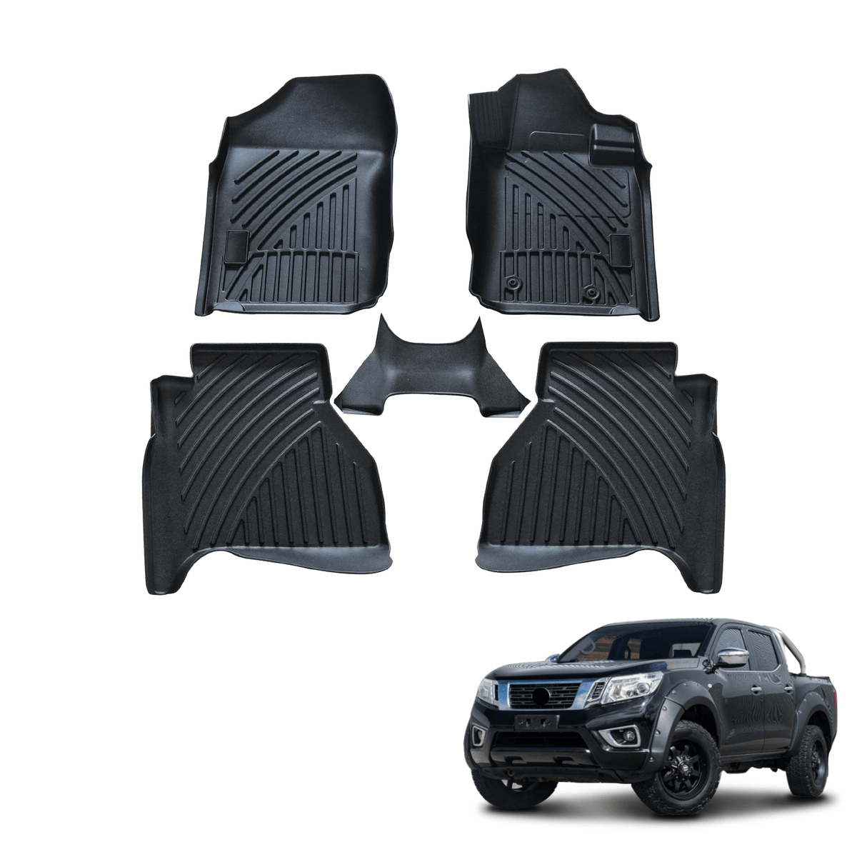 3D Car Floor Mats for Nissan Navara NP300 D23 Dual Cab 2015+ With Cup Holder