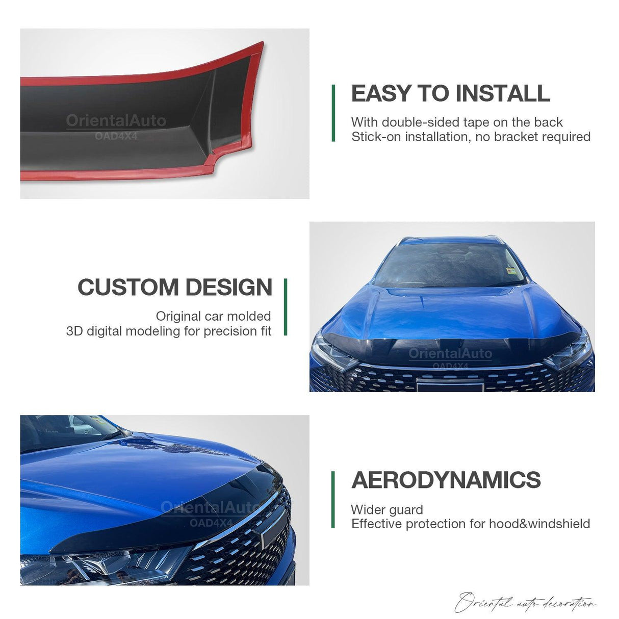 Bonnet Protector & Stainless Edge Weathershields for Haval H6 B01 Series 2021-Onwards 6PCS