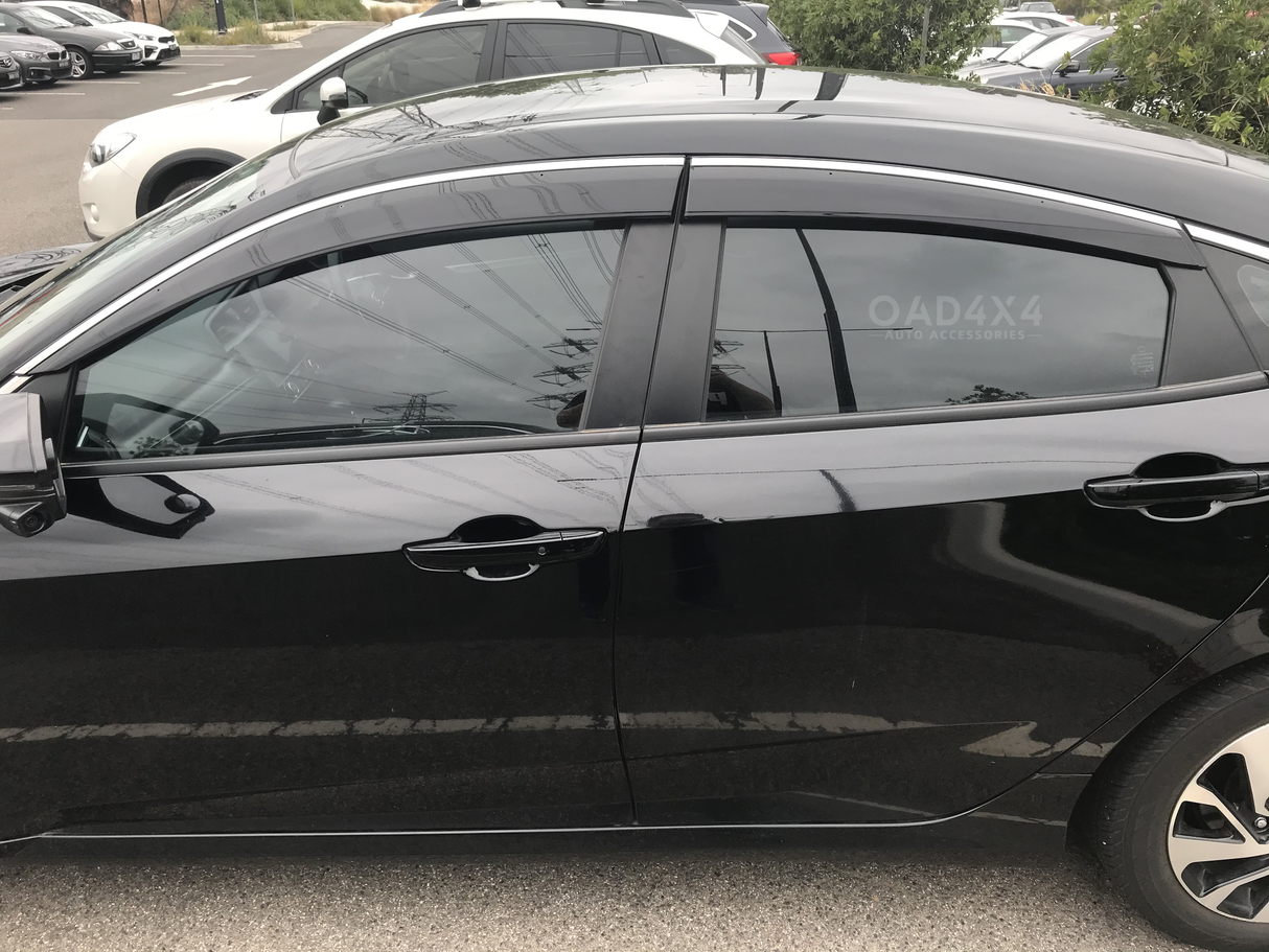 Stainless Edge Weather Shields for Honda Civic Sedan 10th Gen 2016-2021