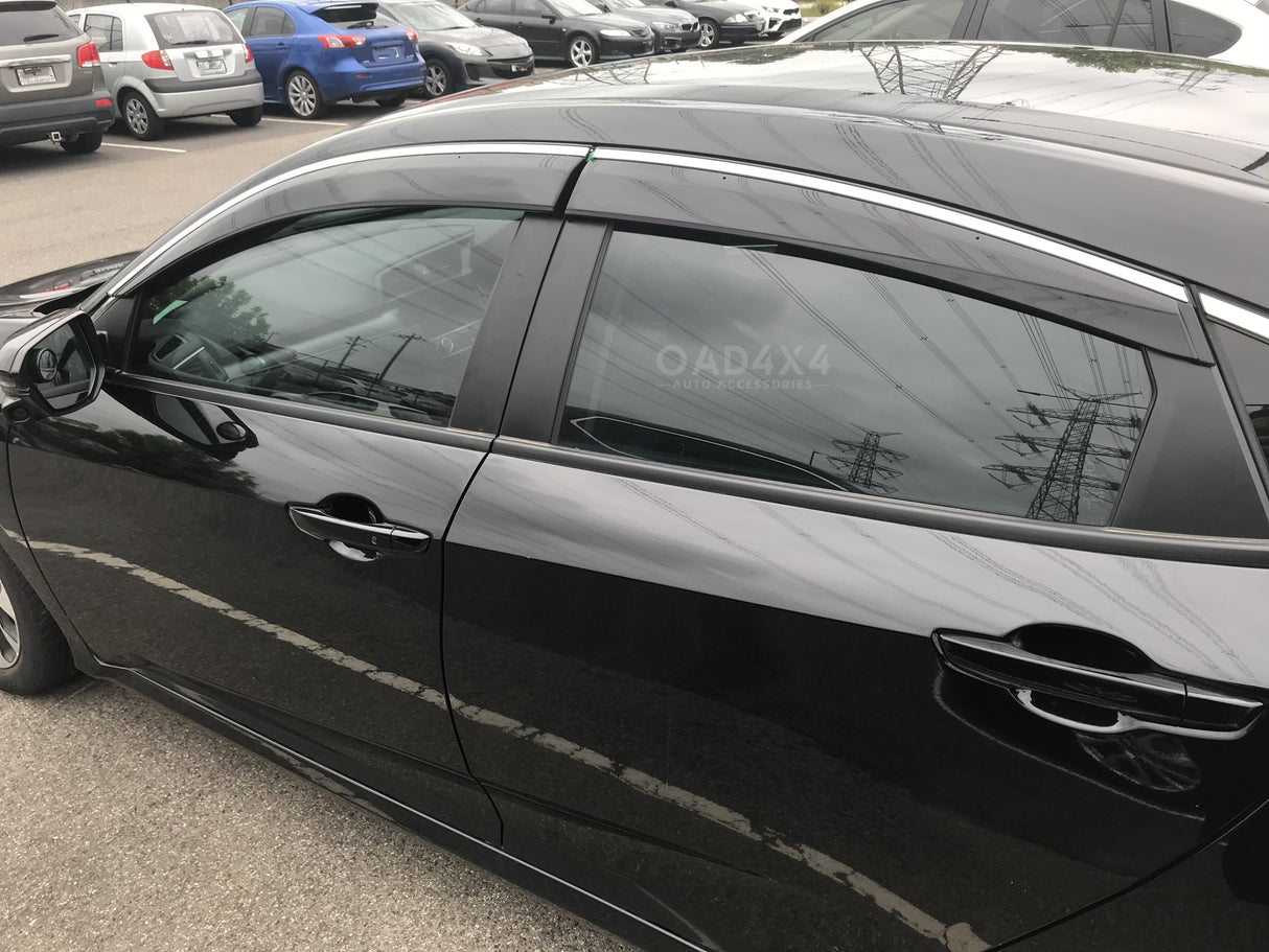 Stainless Edge Weather Shields for Honda Civic Sedan 10th Gen 2016-2021