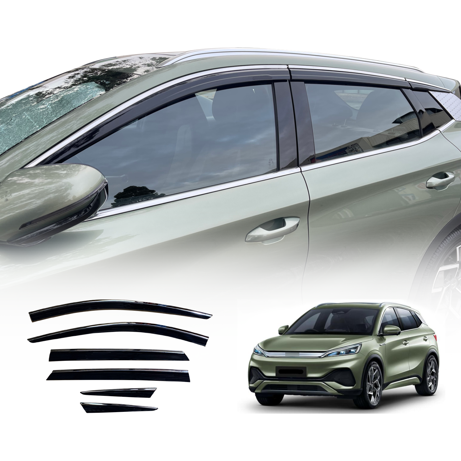 Stainless Edge Weather Shields for BYD ATTO 3 2022-Onwards 6PCS