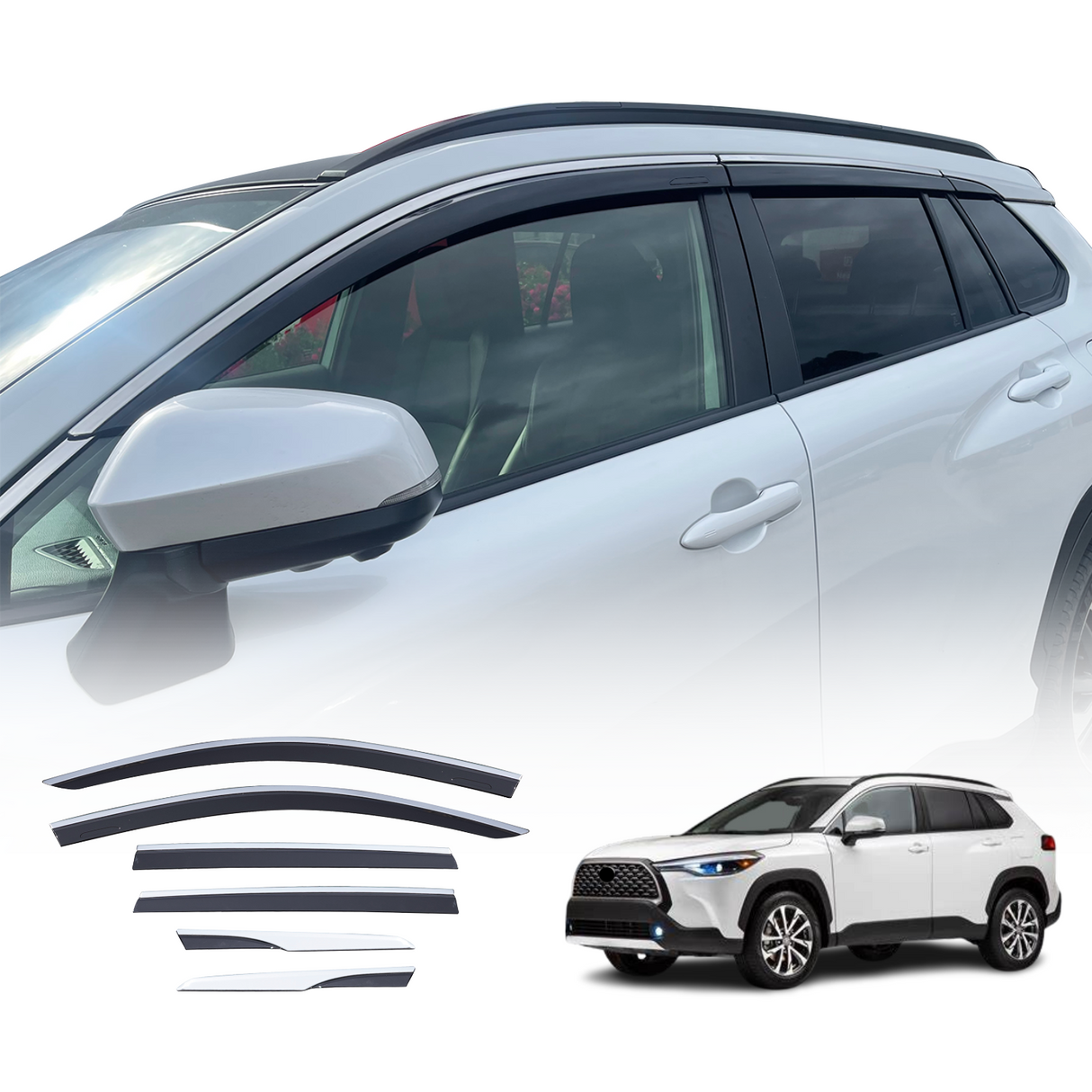 Stainless Edge Weather Shields for Toyota Corolla Cross SUV 2022-Onwards 6PCS