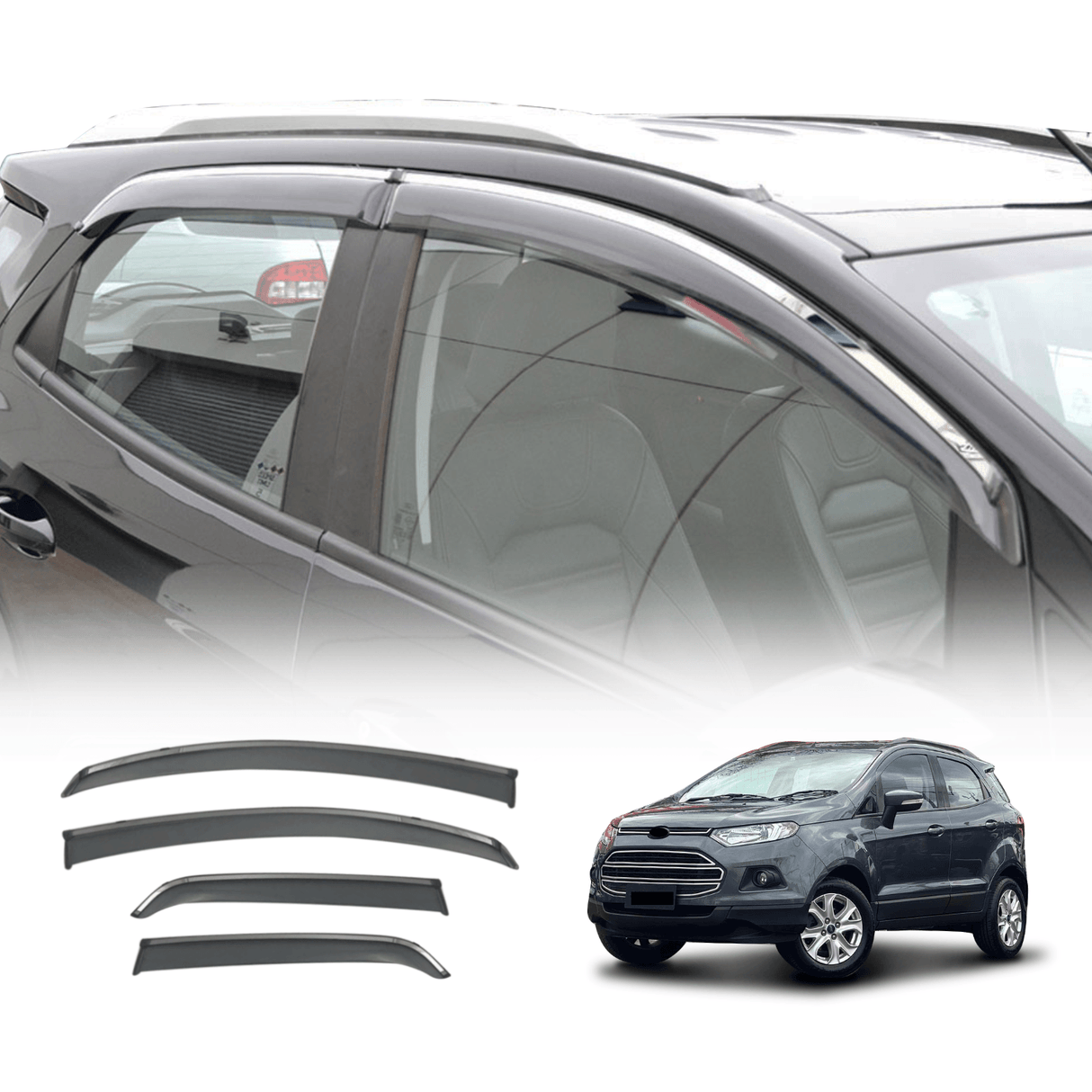 Stainless Edge Weather Shields for Ford Ecosport BK Series 2013-2017