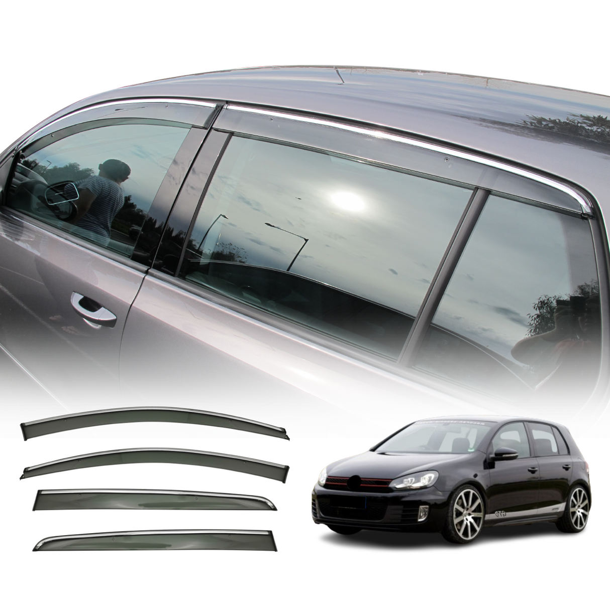 Chrome Edge Weather Shields for Volkswagen Golf 6th MK6 2009-2013