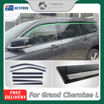 Injection 6pcs Stainless Weathershields For Jeep Grand Cherokee L 2021+ WL Series 7 Seater Weather Shields Window Visor