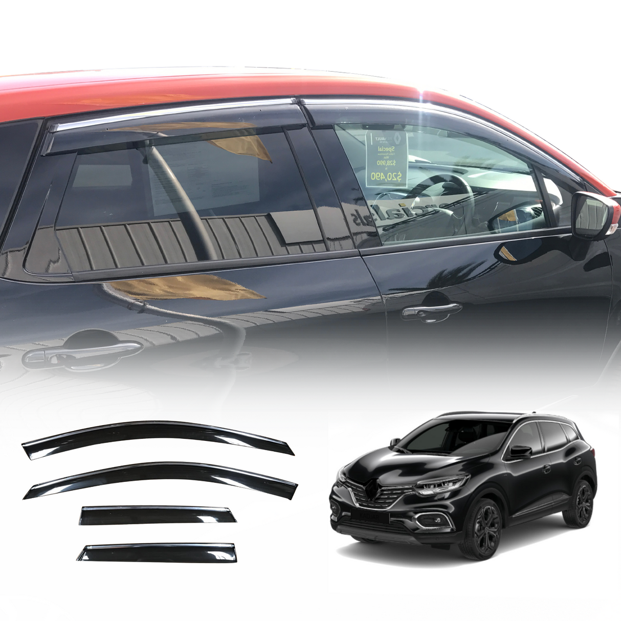 Stainless Edge Weather Shields for Renault Kadjar 2019-Onwards