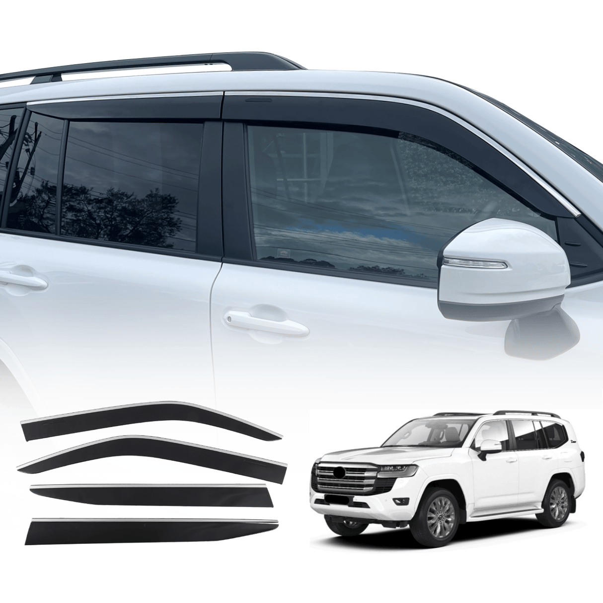 Stainless Edge Weather Shields for Toyota Land Cruiser 300 Series 2021-Onwards