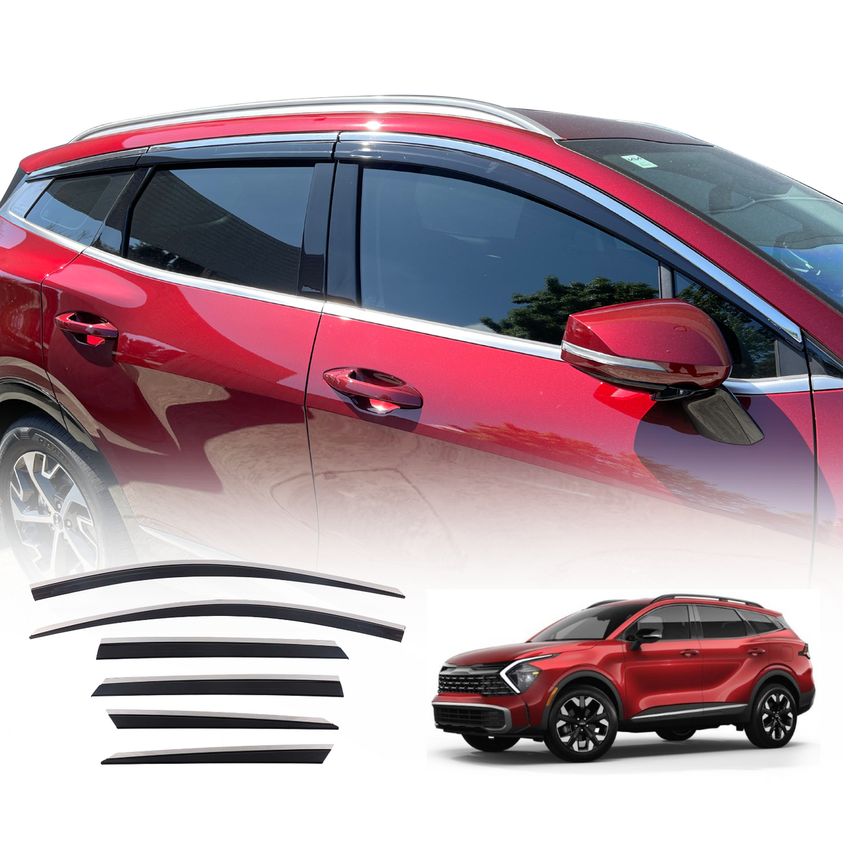 Stainless Edge Weather Shields for KIA Sportage NQ5 Series 2021-Onwards 6PCS