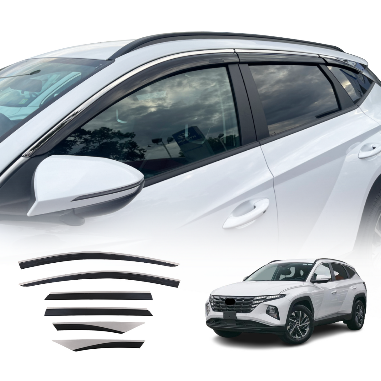 Stainless Edge Weather Shields for Hyundai Tucson 2021-Onwards 6PCS