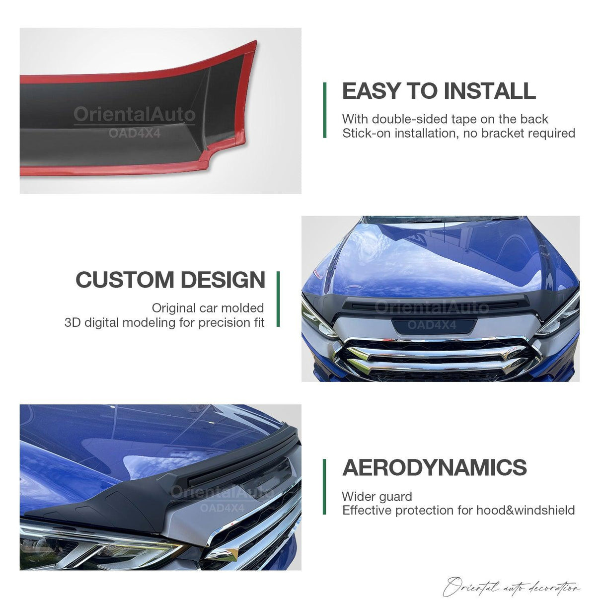 Bonnet Protector & Luxury Weathershields for ISUZU DMAX D-MAX Single / Extra Cab 2020-Onwards 2PCS