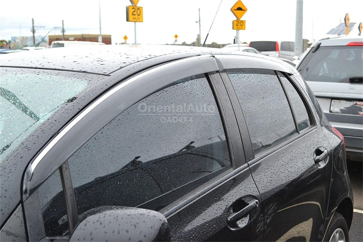 Stainless Edge Weather Shields for Toyota Yaris Hatch 2005-2011