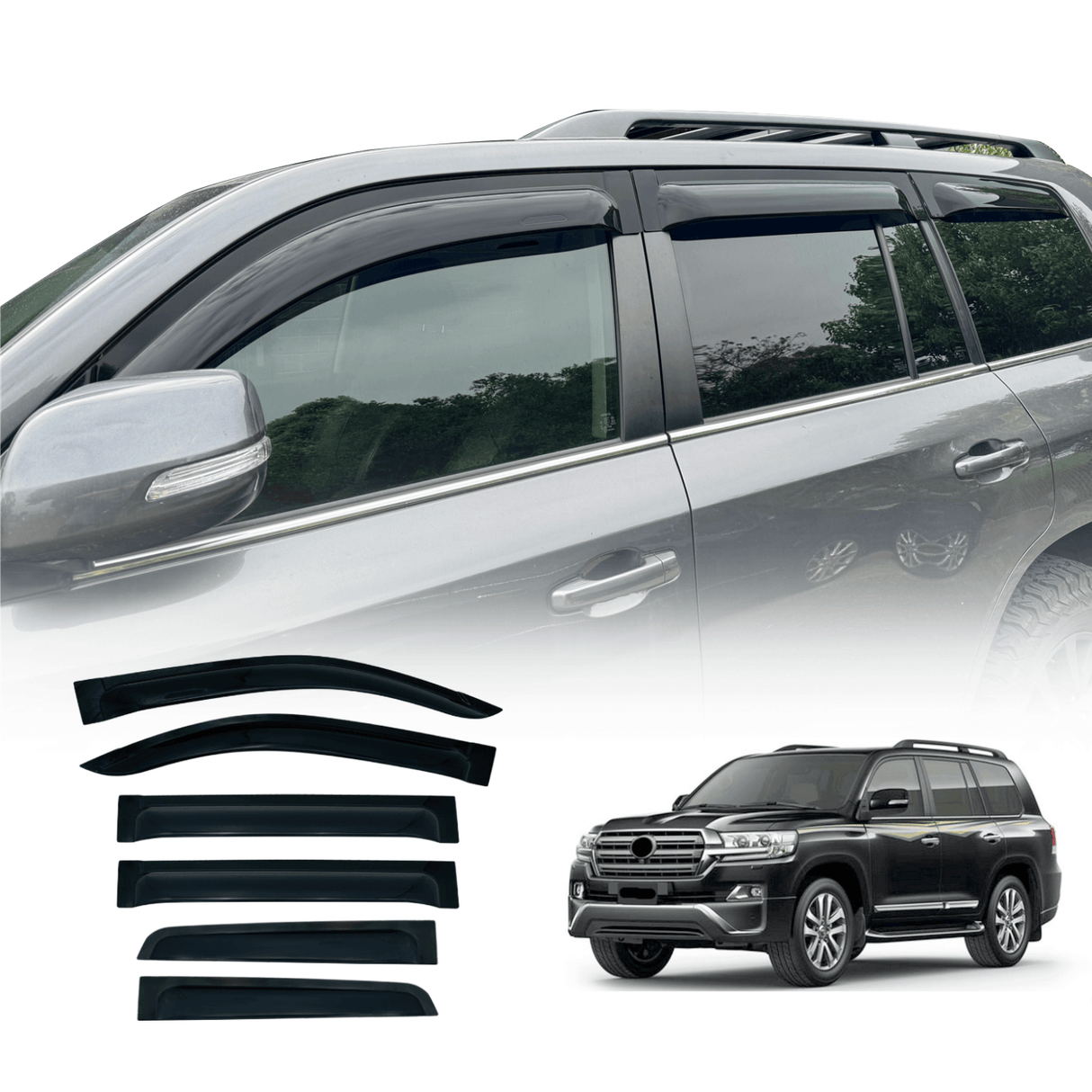 Widened Weather Shields for Toyota Land Cruiser 200 Series 2007-2021 6PCS