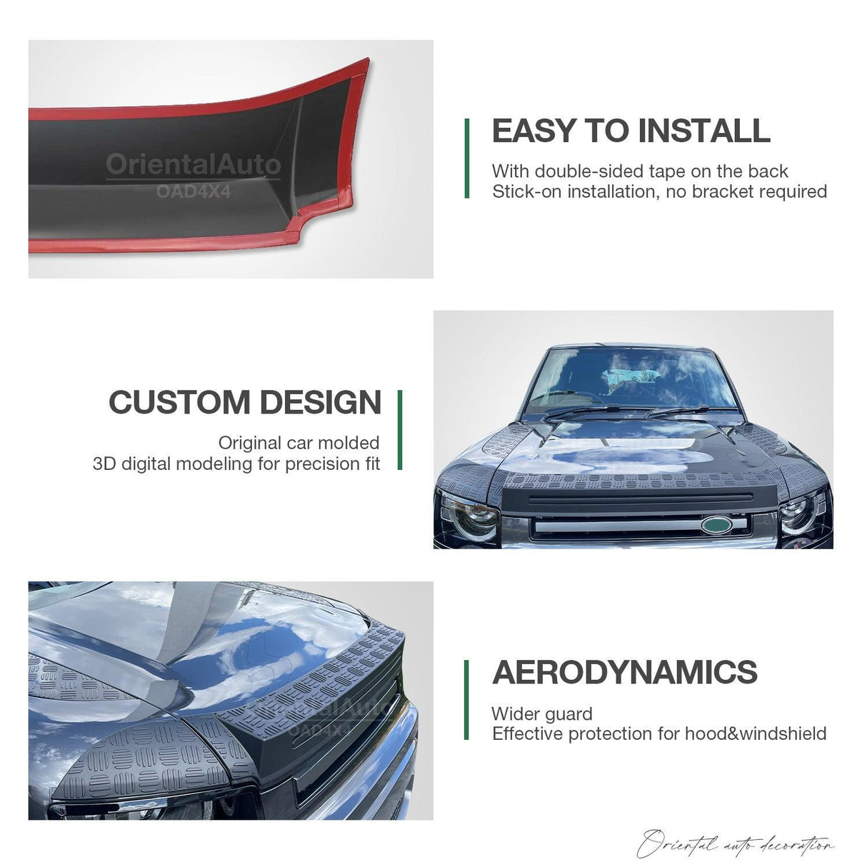 Bonnet Protector & Widened Weathershields for Land Rover Defender L663 110 2020-Onwards 6PCS