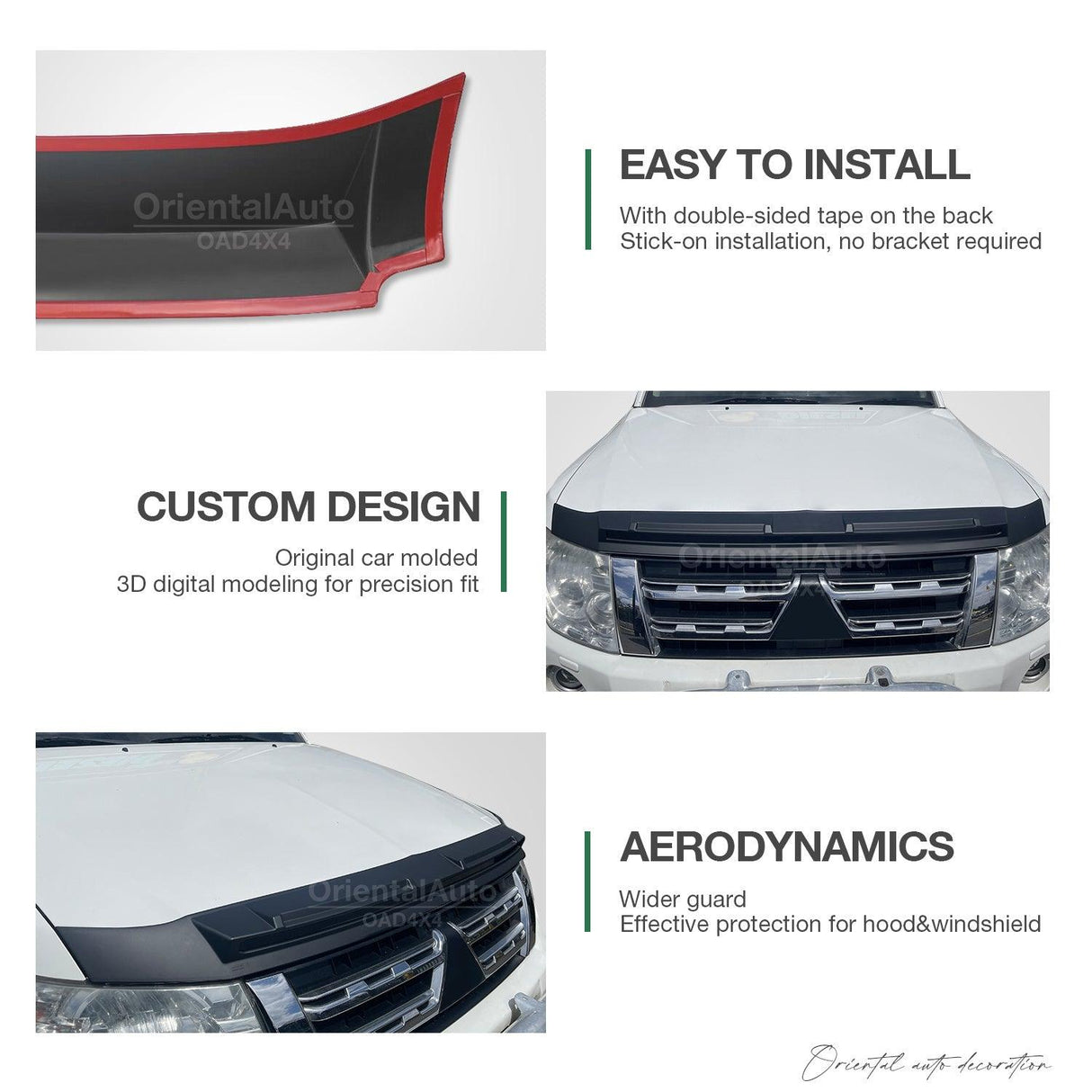 Bonnet Protector & Luxury Weathershields for Mitsubishi Pajero 2007-2020