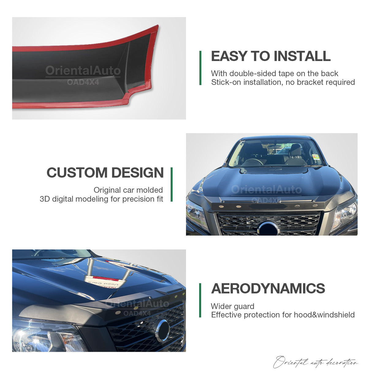 Bonnet Protector & Injection Weathershields for Nissan Navara NP300 D23 Single/Extra Cab Dec/2020-Onwards MY21+ 2PCS