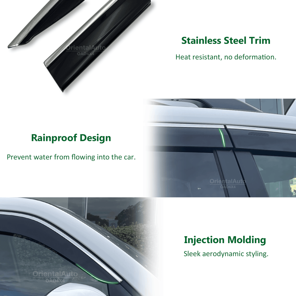 Stainless Edge Weather Shields for Jeep Grand Cherokee WK/WK2 2010-2021