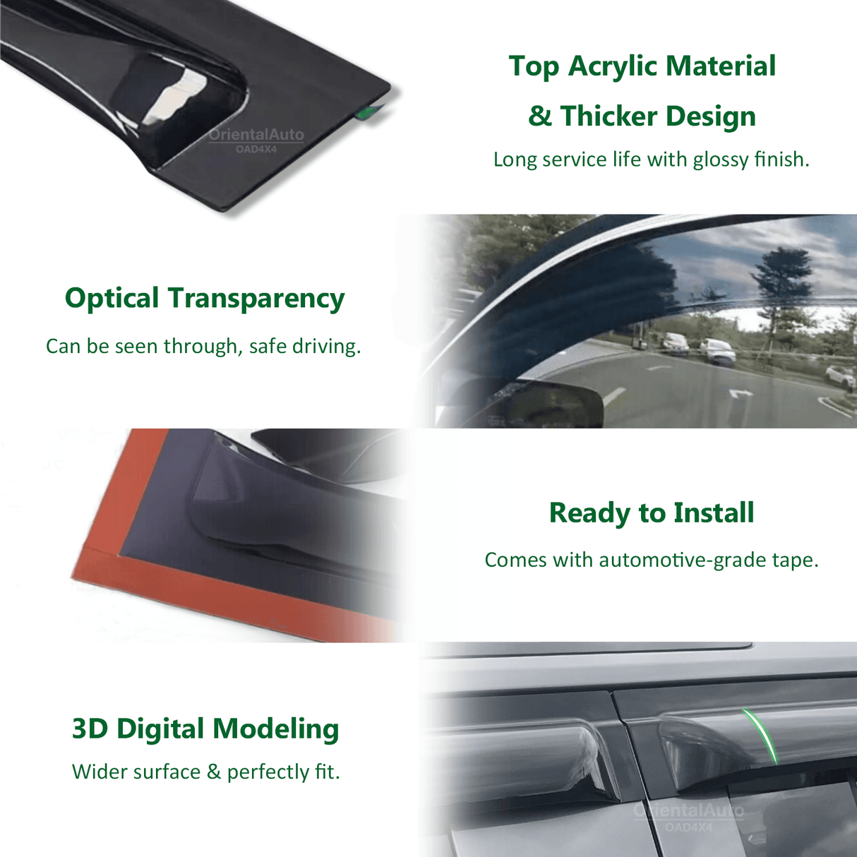 Bonnet Protector & Widened Weathershields for Toyota Land Cruiser 200 Series 2007-2015 6PCS