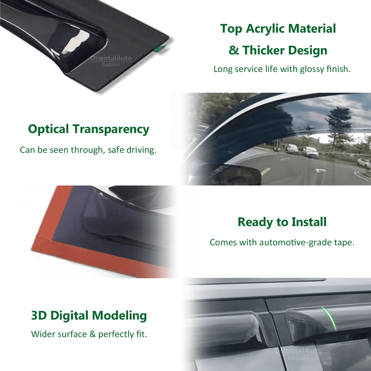 Bonnet Protector & Widened Weathershields for Toyota Land Cruiser 200 Series 2007-2015 6PCS