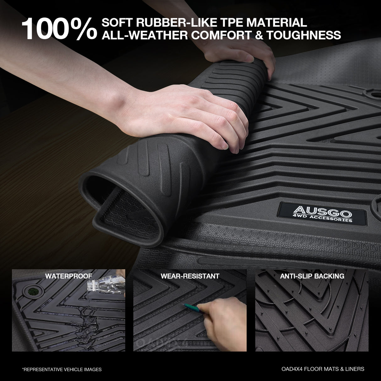 Injection 7D TPE Car Floor Mats for Ford Everest Next-Gen 2022-Onwards