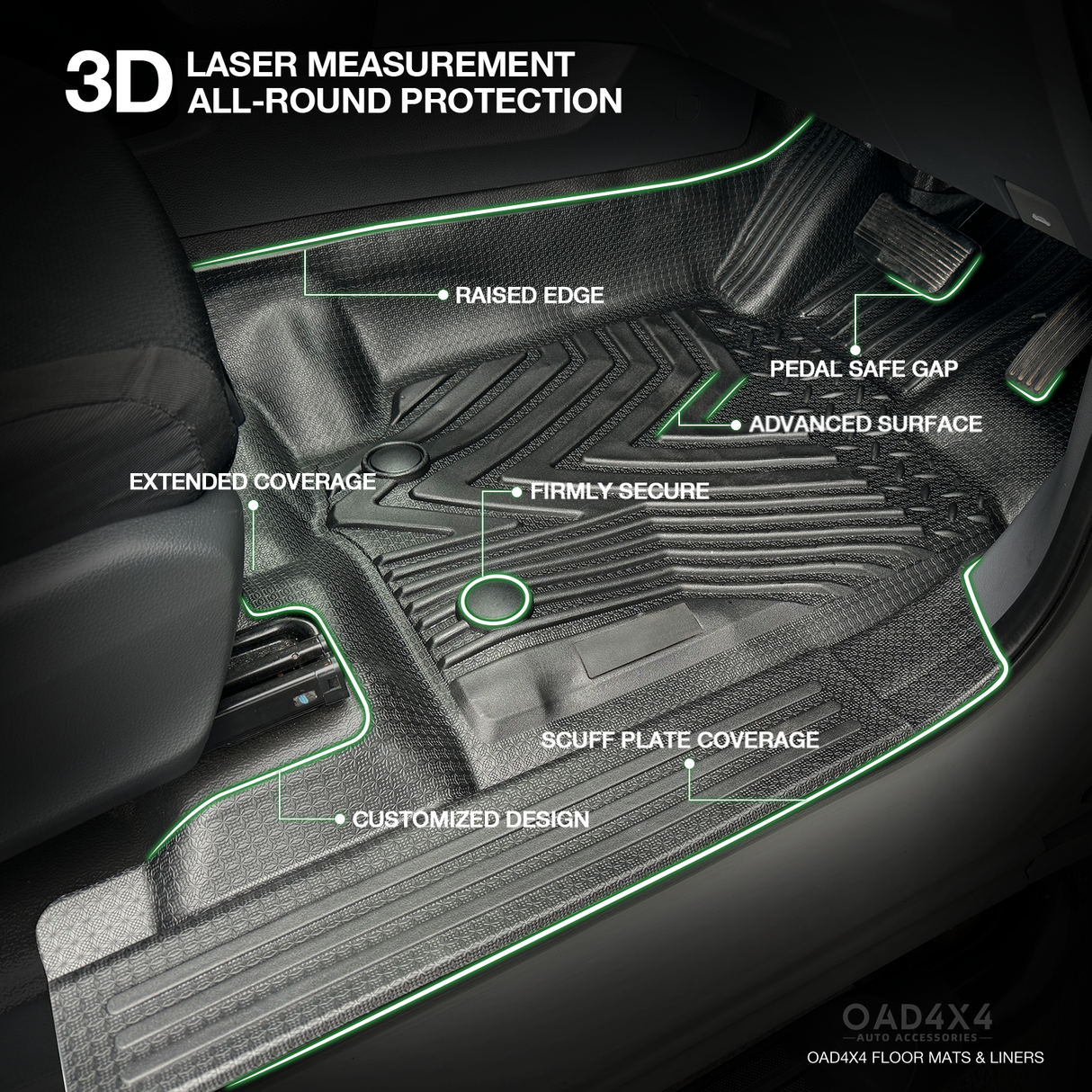 Injection 5D Car Floor Mats for Ford Ranger PX/PX2/PX3 Dual Cab 2011-2022