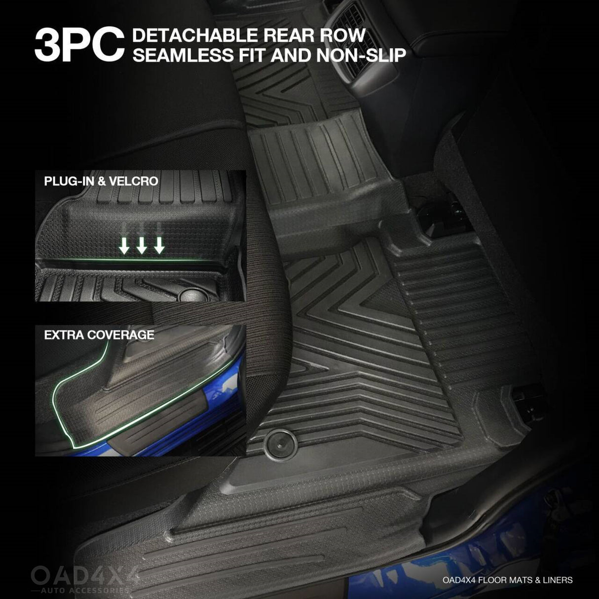 Injection 5D TPE Car Floor Mats for Toyota Hilux Auto Transmission Dual Cab 2015-Onwards